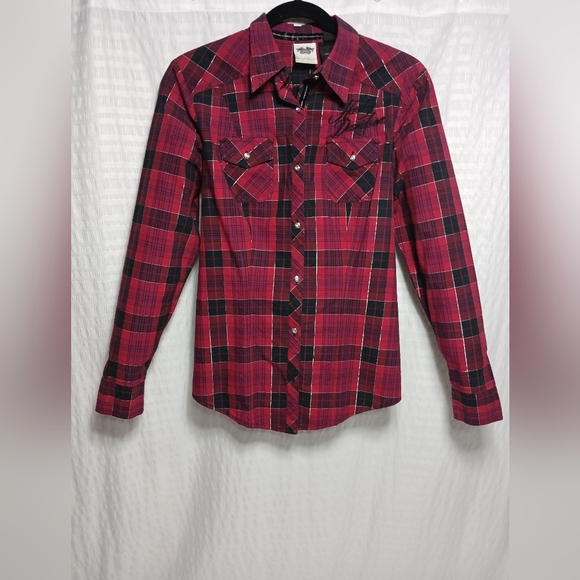 Harley-Davidson Tops - Harley Davidson Ladies Downswept Wing Plaid Cotton Longsleeve Shirt. S
